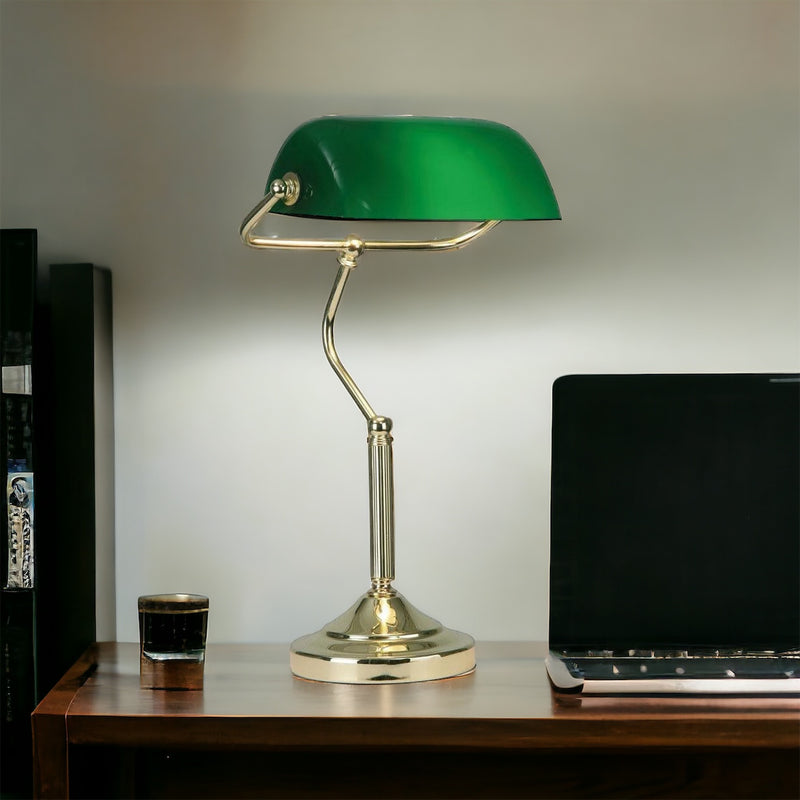 Traditional Polished Brass Bankers Lamp