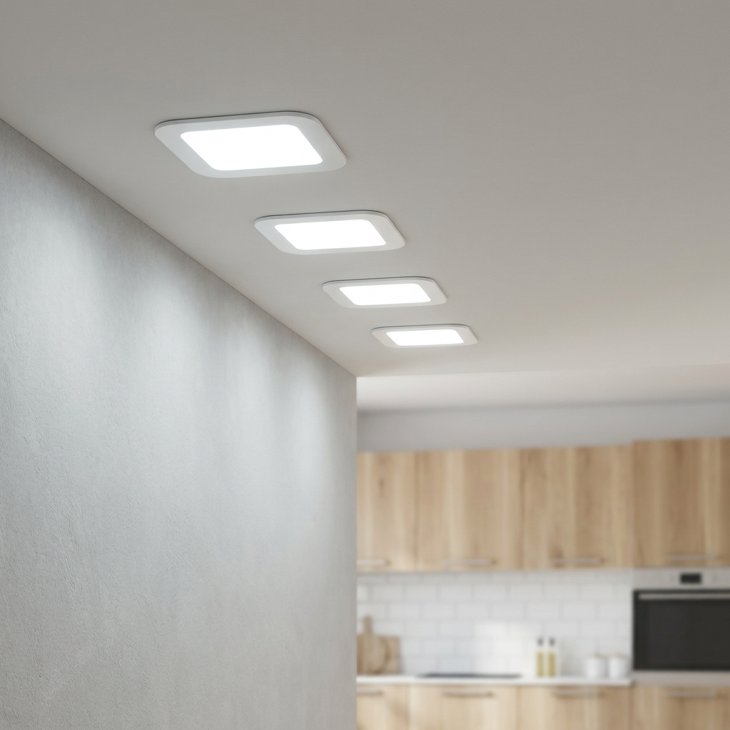 Eglo Fueva 5 Cool White LED Square Recessed Light - 16.6cm by Eglo Lighting — suits kitchens, living rooms & bedrooms
