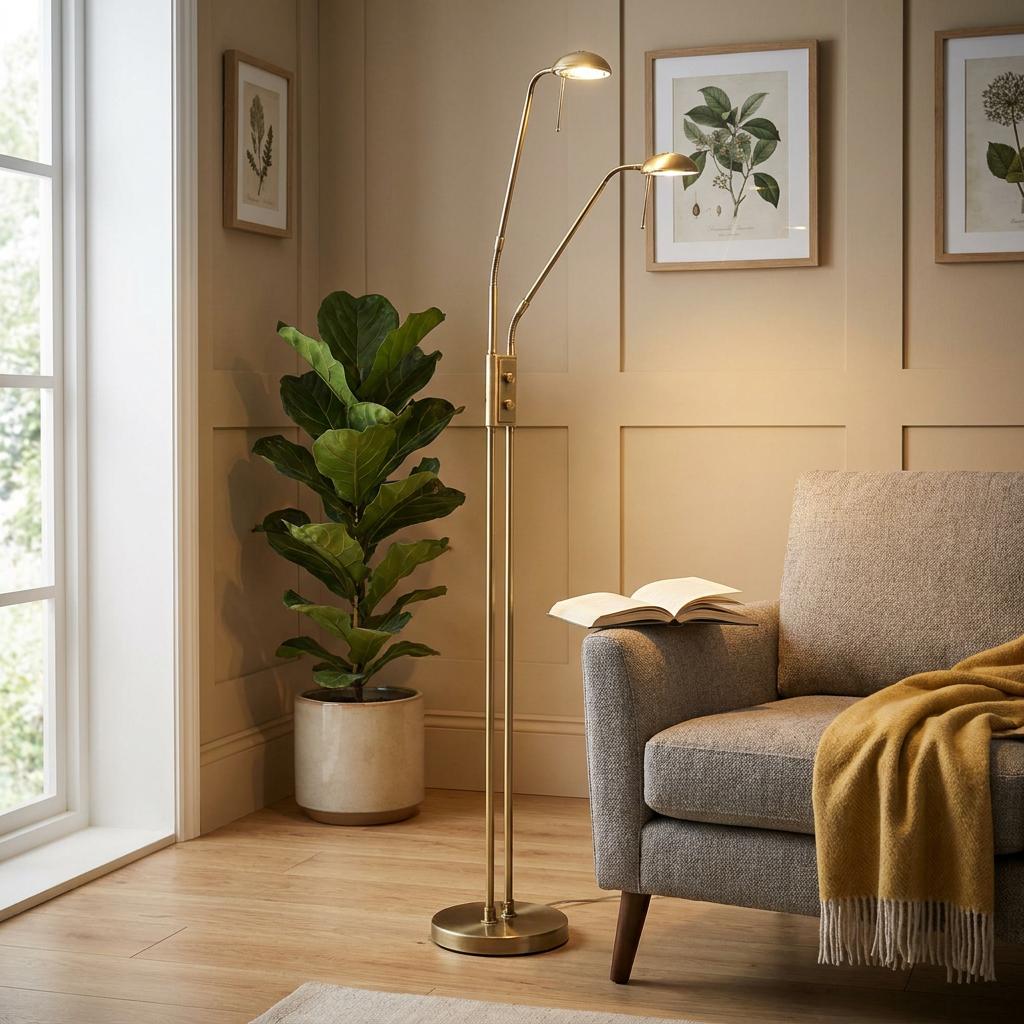 Juma Brass Twin Floor Lamp-WAREHOUSE-40-240626