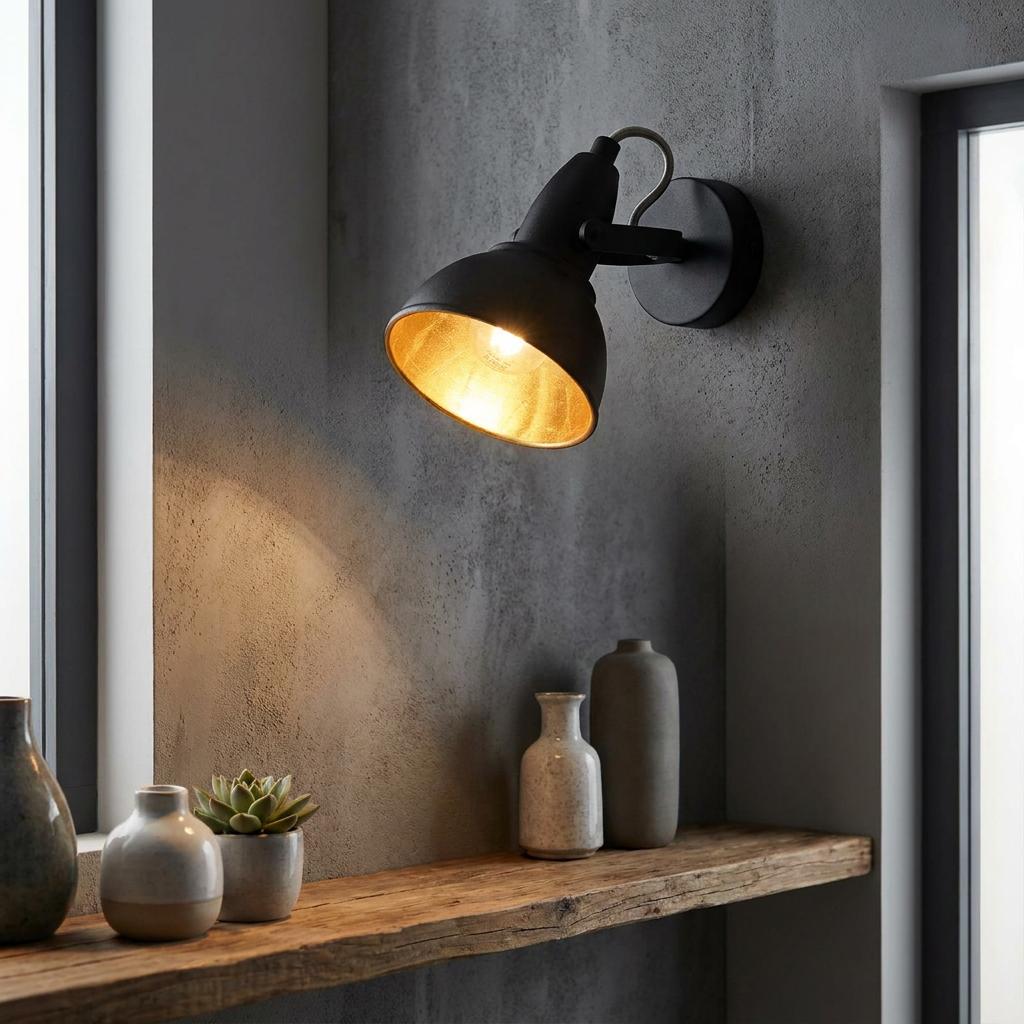 Jurva Urban Black With Gold Inner Single Spot Light - Adjustable-warehouse-180926