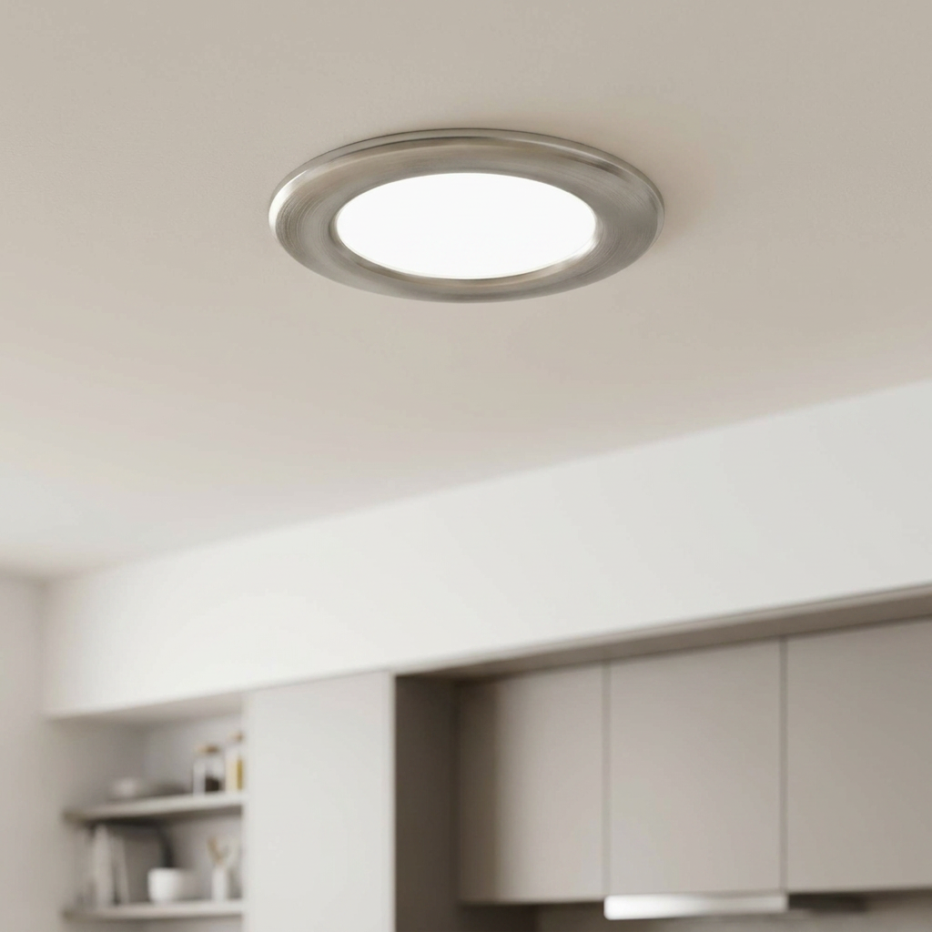 Eglo Fueva 5 Nickel Cool White LED Recessed Light - 11.7cm by Eglo Lighting — suits kitchens, living rooms & bedrooms