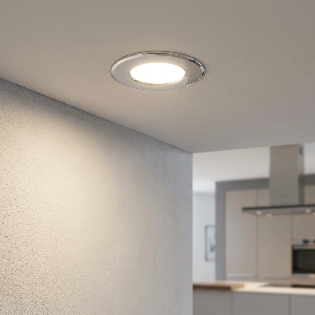 Eglo Fueva 5 Chrome LED Recessed Ceiling Light - 8.6cm by Eglo Lighting — suits kitchens, living rooms & bedrooms
