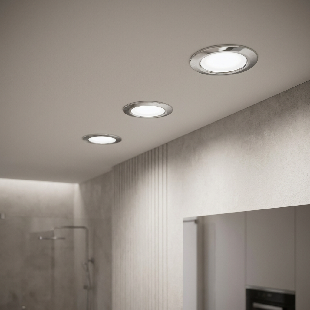 Eglo Fueva 5 Chrome LED Recessed Cool White Light - 16.6cm by Eglo Lighting — suits kitchens, living rooms & bedrooms