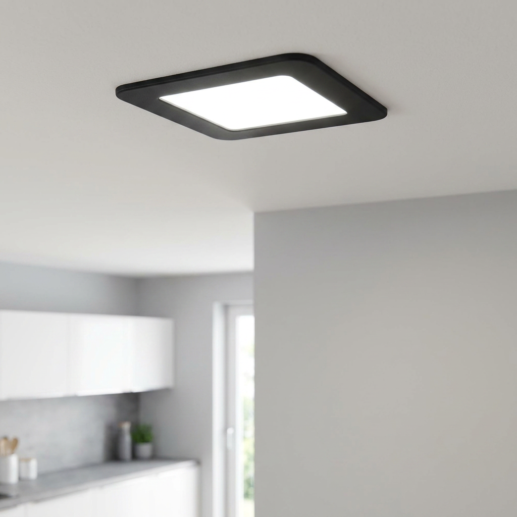 Eglo Fueva 5 Black LED Square Cool White Recessed Light - 16.6cm by Eglo Lighting — suits kitchens, living rooms & bedrooms