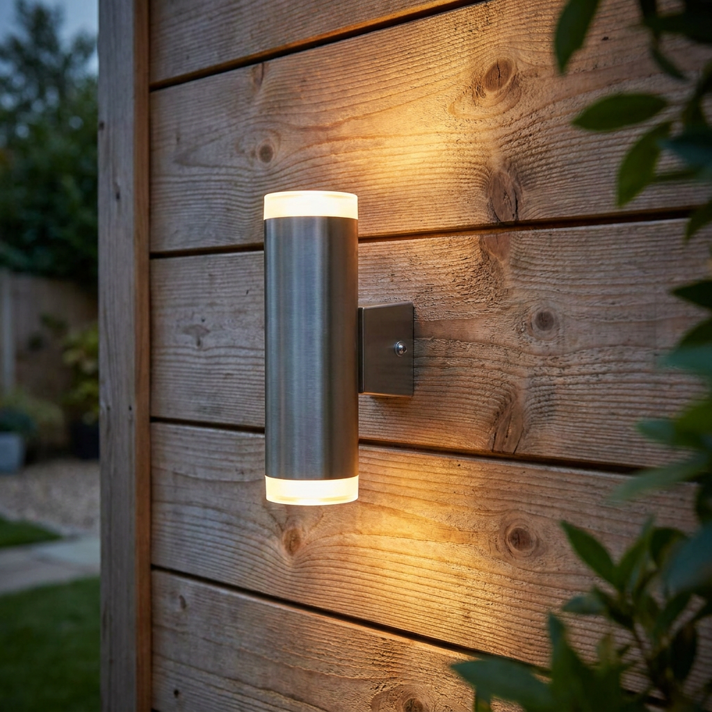 Metro LED Outdoor 2 Light Satin Silver Up/Down Wall Light-warehouse-180926