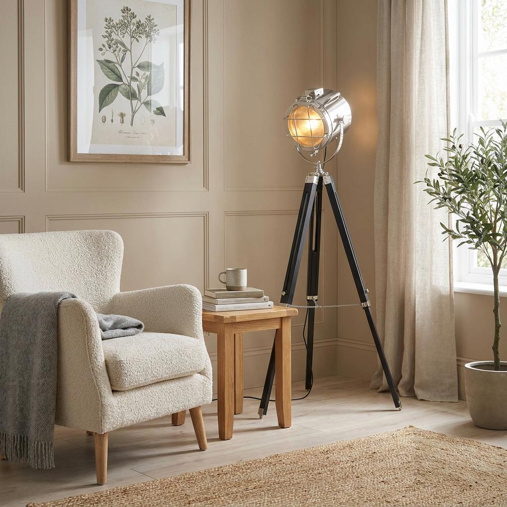 Nautical Black Tripod Floor Lamp-OB-180926