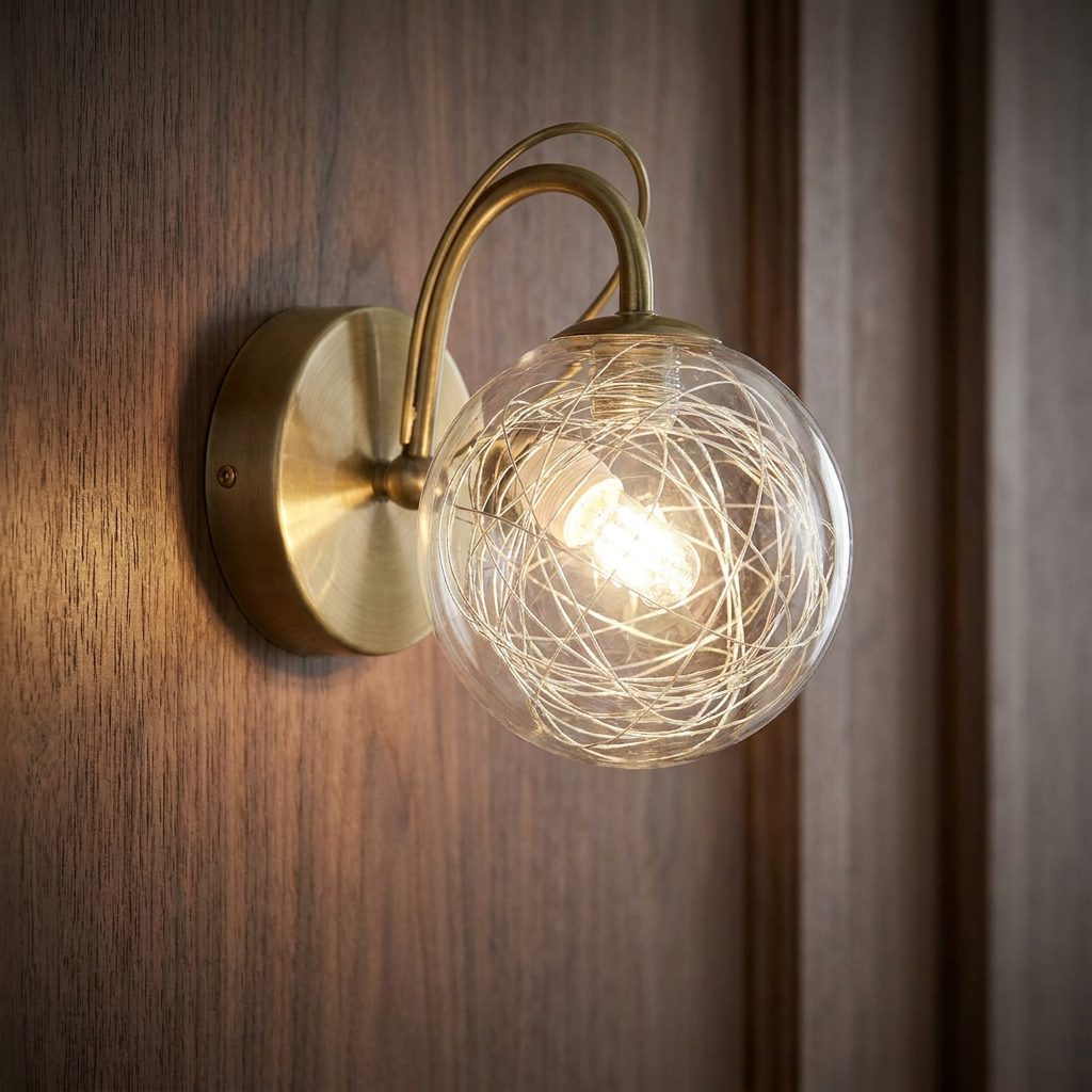 Oaks Tabia 1 Light Antique Brass Wall Light-warehouse-180926