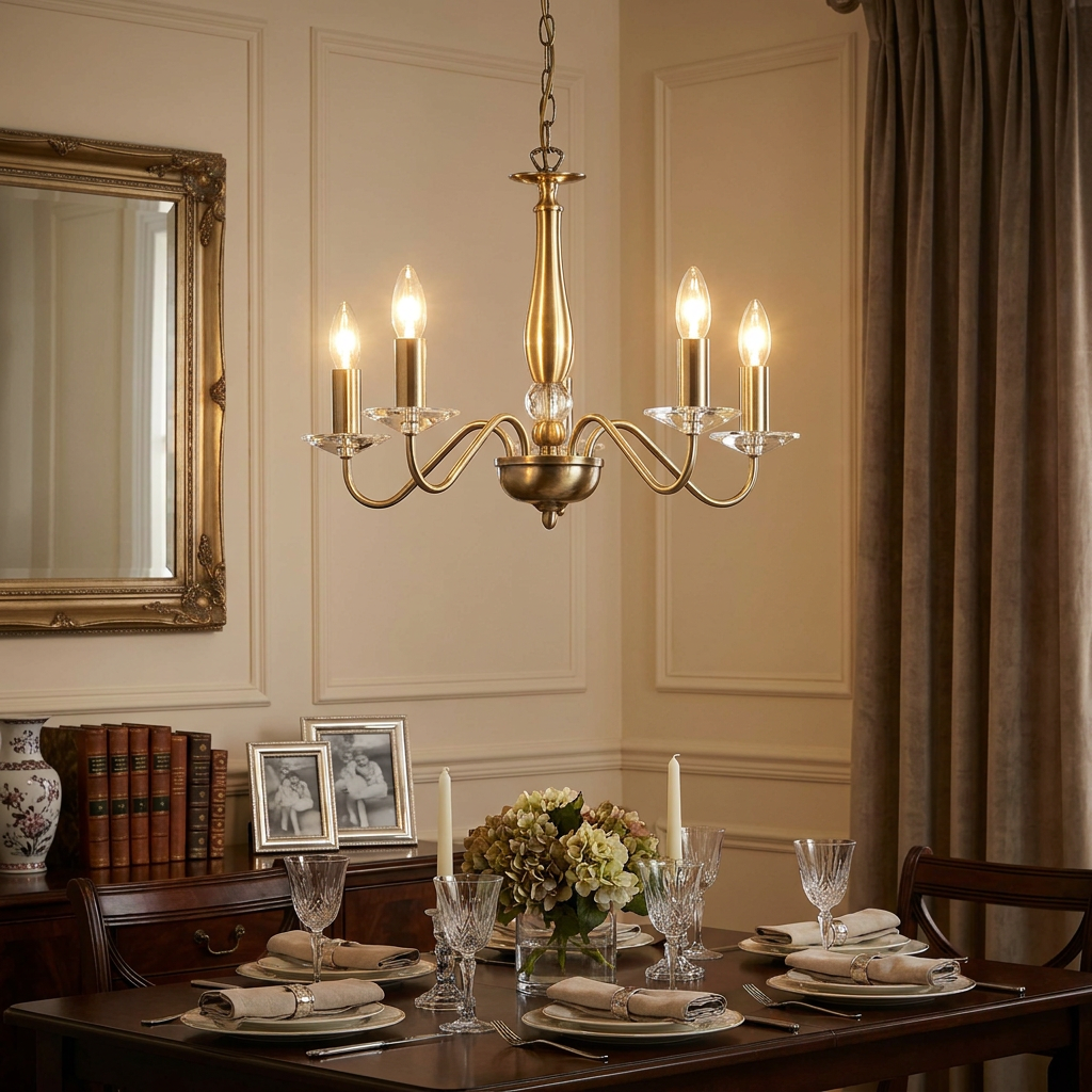 Oaks Vesta 5 Light Antique Brass Chandelier-warehouse-180926