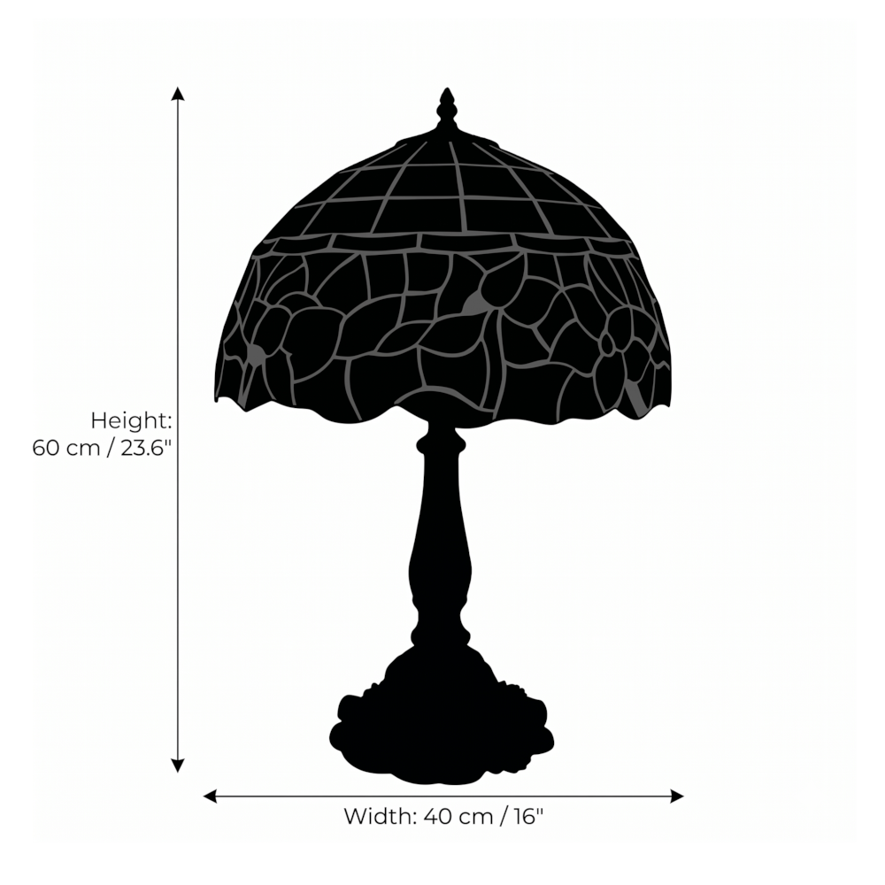 Oaks Lighting Border Tiffany 16" Table Lamp-TIFF-20-240626