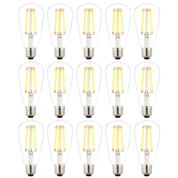15 X E27 LED 6w Filament Clear Pear Shaped Dimmable Light Bulb