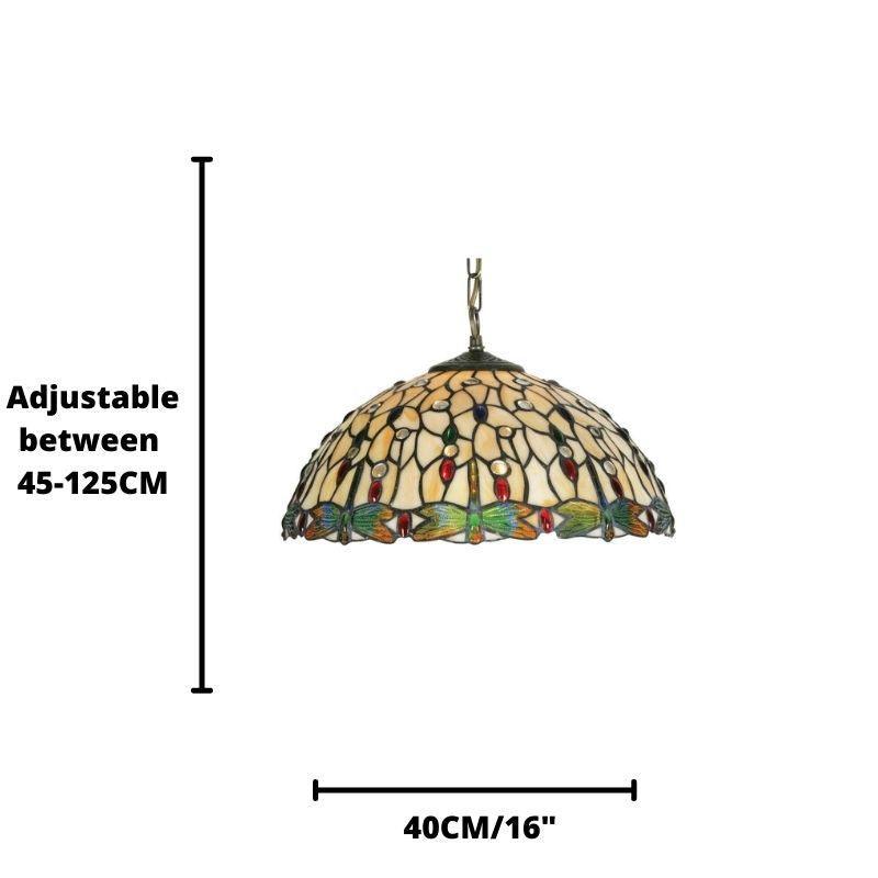 Dragonfly II Tiffany Ceiling Light - Single Bulb Fitting-TIFF-20-240626