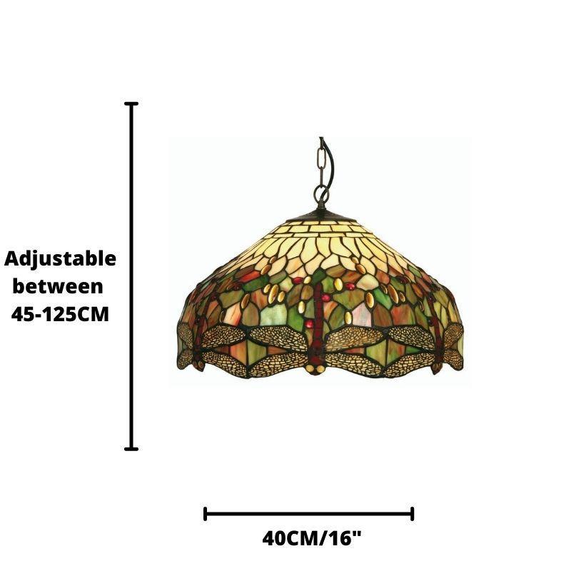 Dragonfly Medium Tiffany Ceiling Light, single bulb fitting-TIFF-20-240626