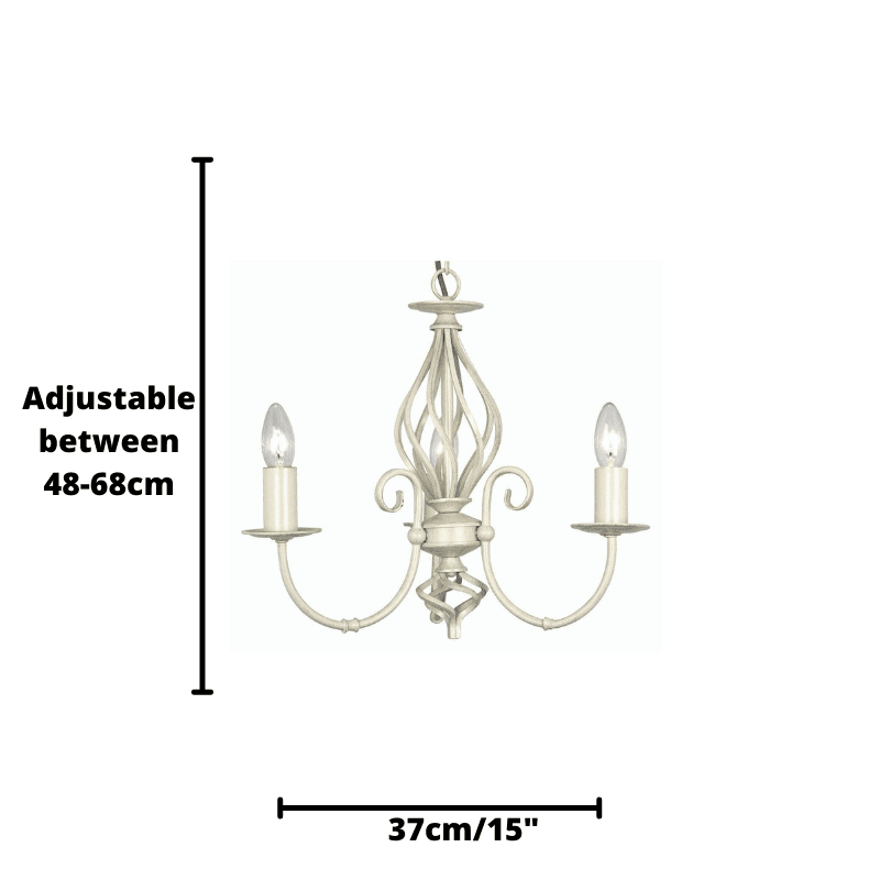 Tuscany Ivory Finish 3 Light Chandelier-clearance