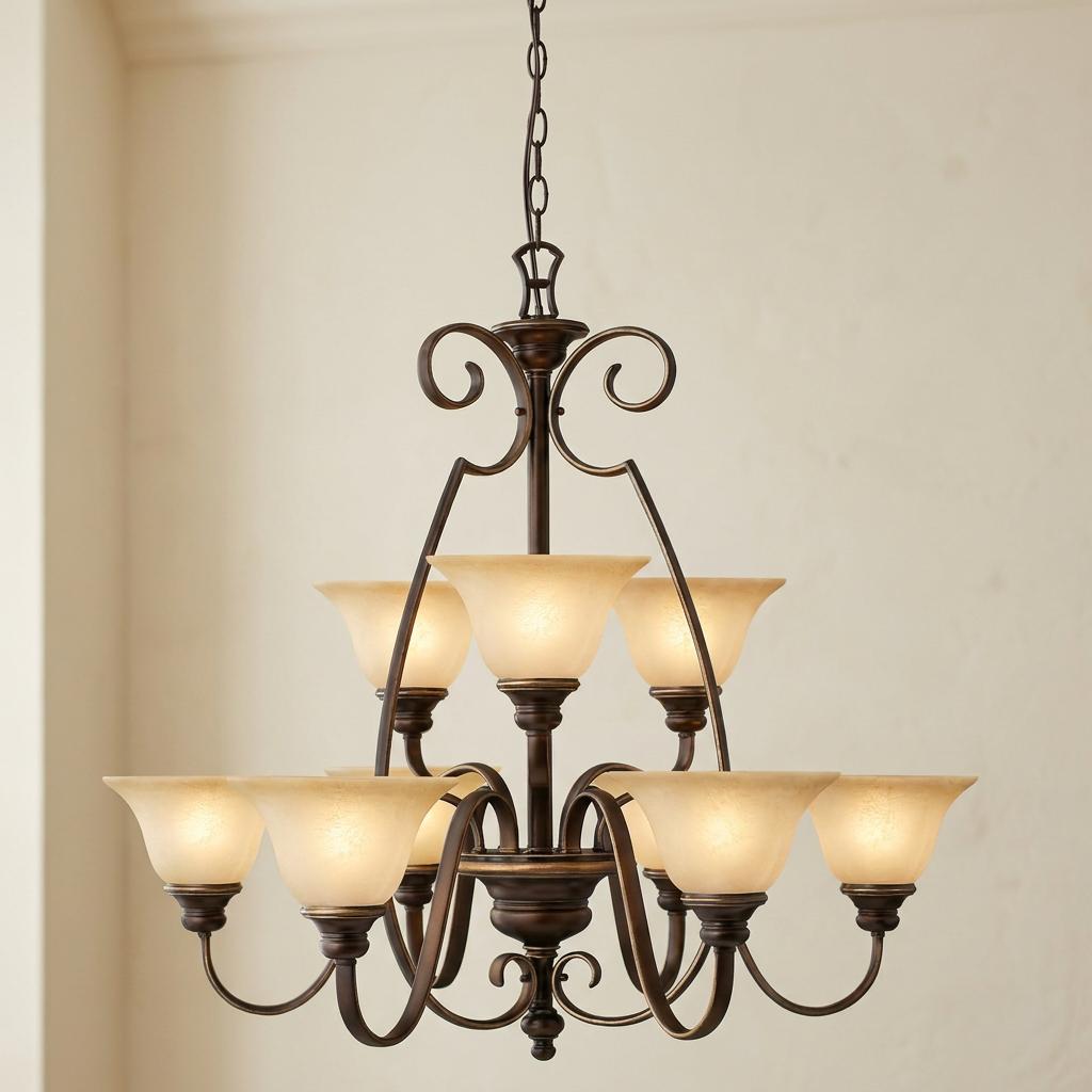 Hinkley Cello Antique Bronze 9 Light Chandelier