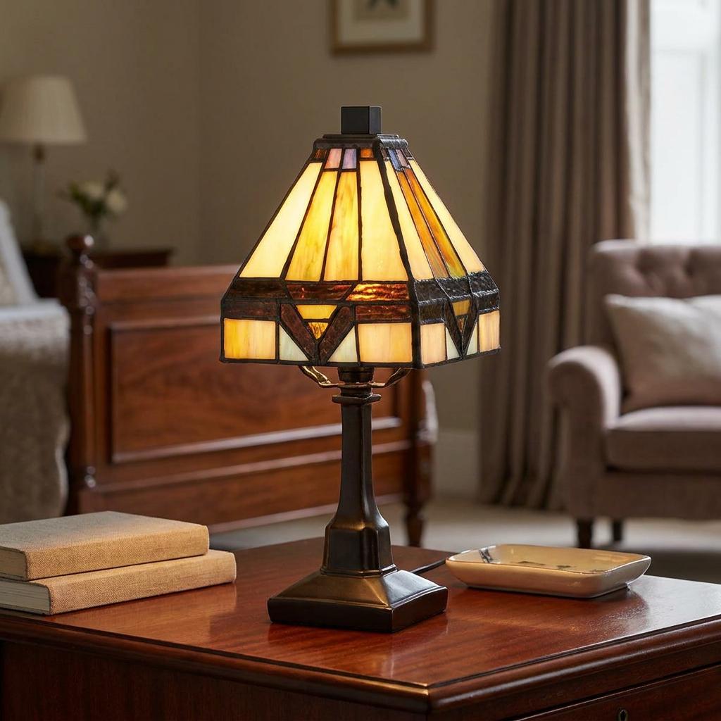 Quoizel Holmes Tiffany 1 Light Mini Bedside Table Lamp-warehouse-clearance-270826