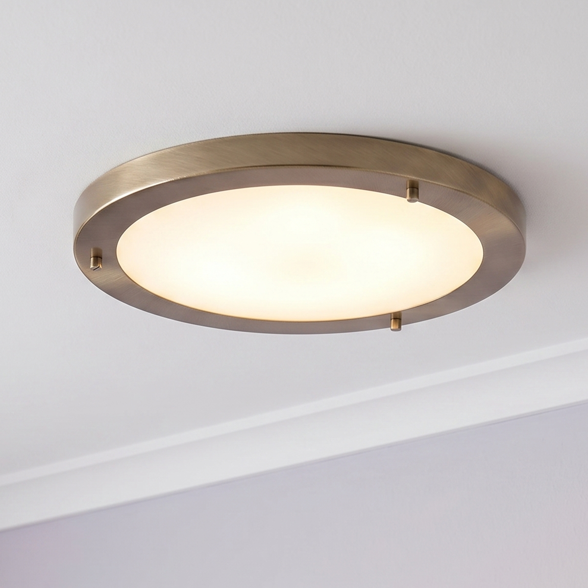 Rondo Antique Brass Large Flush Bathroom Ceiling Light-OPEN-BOX-50-04-09-26