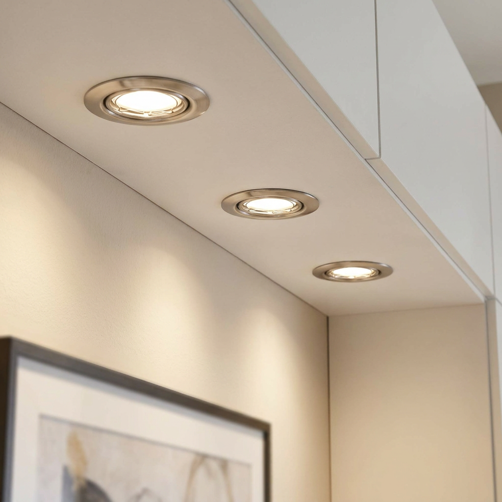 Eglo Peneto Set of 3 Nickel Recessed Downlights - 8.7cm by Eglo Lighting — suits kitchens, living rooms & bedrooms