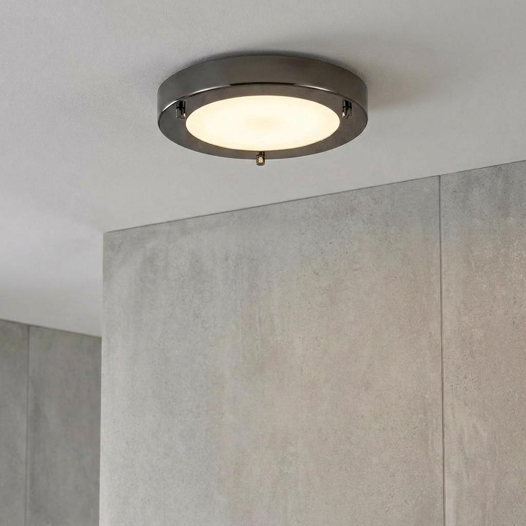 Rondo Mirror Black Flush Bathroom Ceiling Light-warehouse-091026