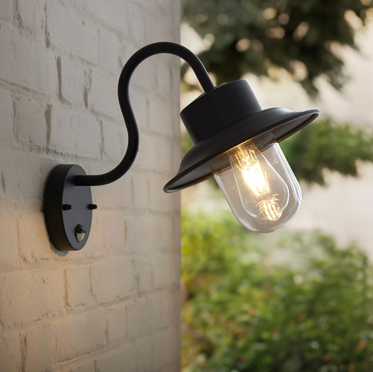 Endon Chesham PIR Outdoor Black Wall Light