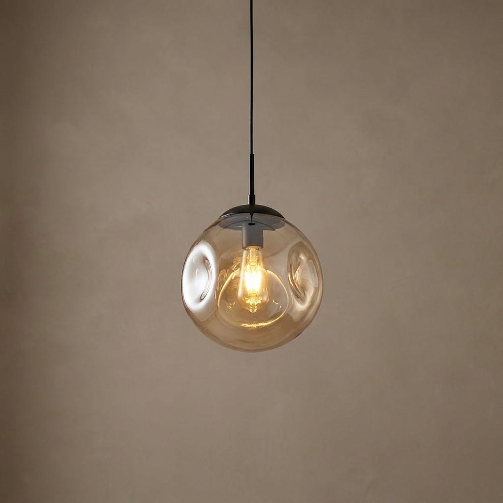 Searchlight Punch Black Pendant With Champagne Punched Glass Shade-warehouse-180926