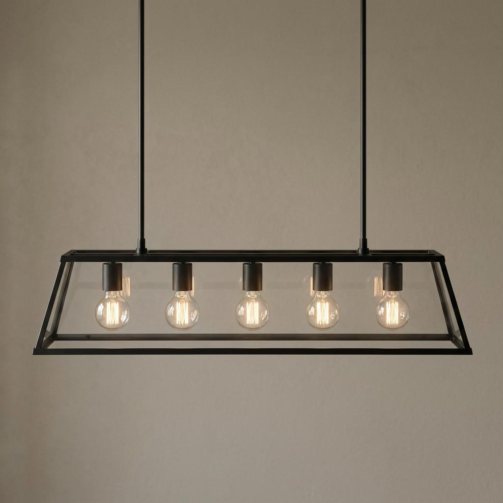 Searchlight Voyager 5 Light Black & Glass Lantern Bar-OPEN-BOX-50-200826
