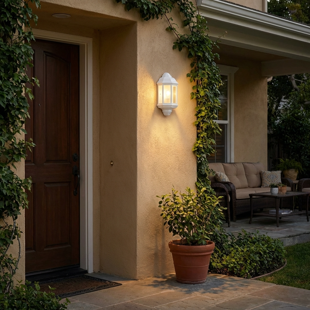 Searchlight Maine Outdoor & Porch White Flush Wall Light-WAREHOUSE-40-250626