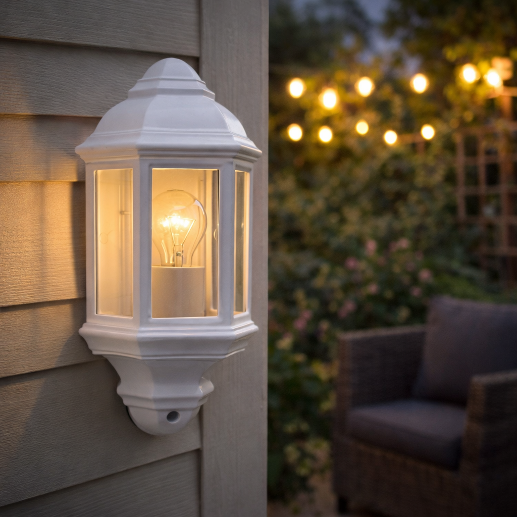 Searchlight Maine Outdoor & Porch White Flush Wall Light-WAREHOUSE-40-250626