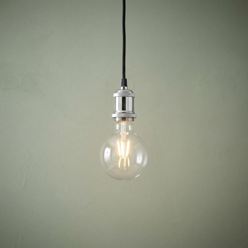 Suspensions Chrome Cable Set Clear Glass Globe Pendant-warehouse-180926