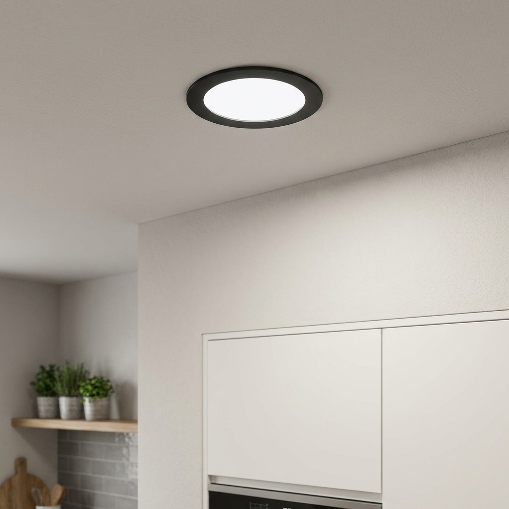 Eglo Fueva 5 Black LED Recessed Cool White Light - 16.6cm by Eglo Lighting — suits kitchens, living rooms & bedrooms