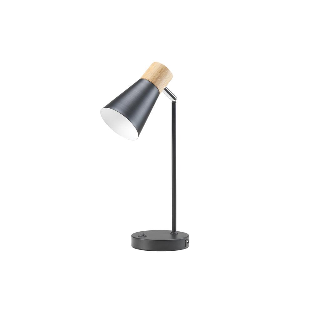 Oaks Lighting Sylva Black Table Lamp with USB-warehouse-clearance-020426