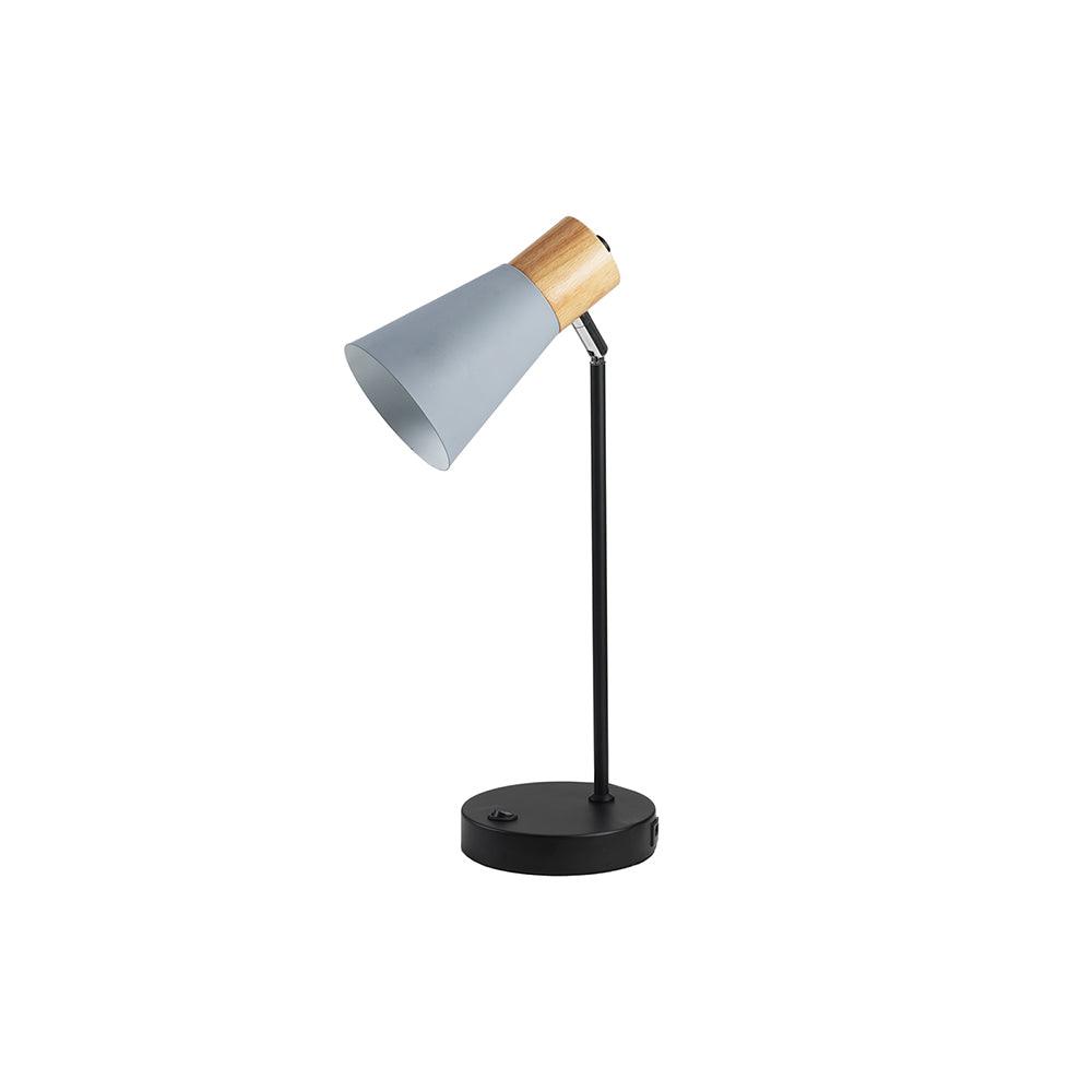 oaks lighting sylva grey table lamp with usb Living Room Image