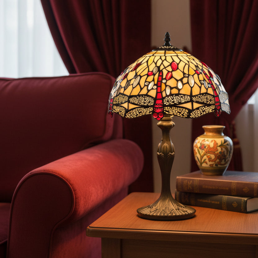 Beige Dragonfly Tiffany Lamp by Loxton Lighting