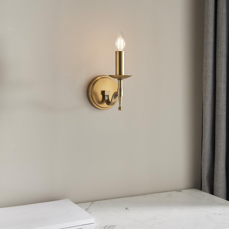Interiors 1900 Stanford Antique Brass Single Wall Light-OPEN-BOX-BSL-270826