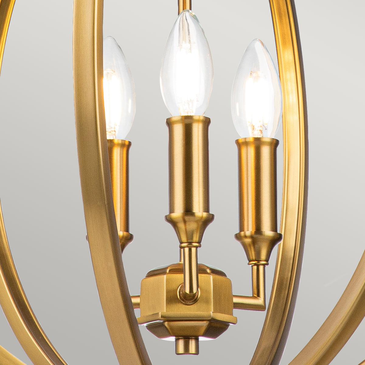 Feiss Corinne 3 Light Medium Brass Pendant-WAREHOUSE-40-260626