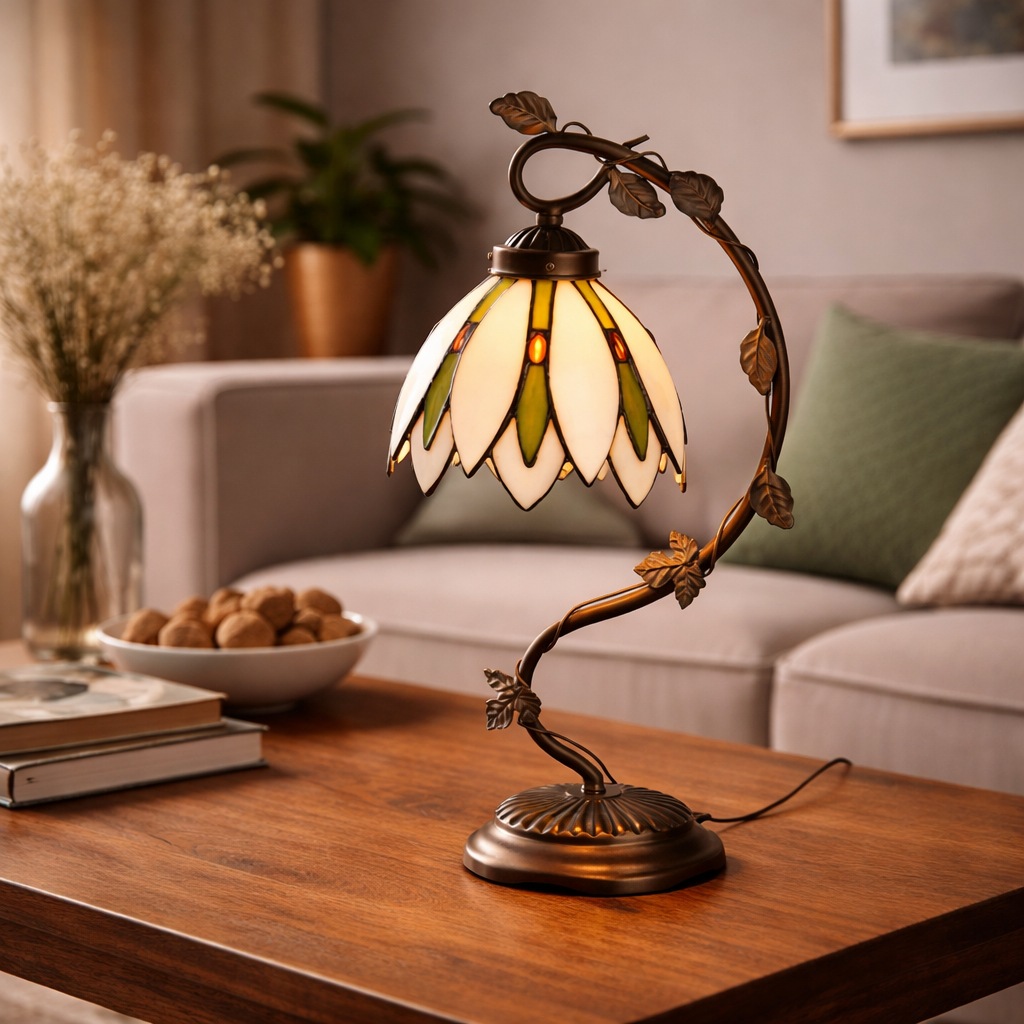 Salen White & Green Tiffany Table Lamp - Tiffany Lighting Direct