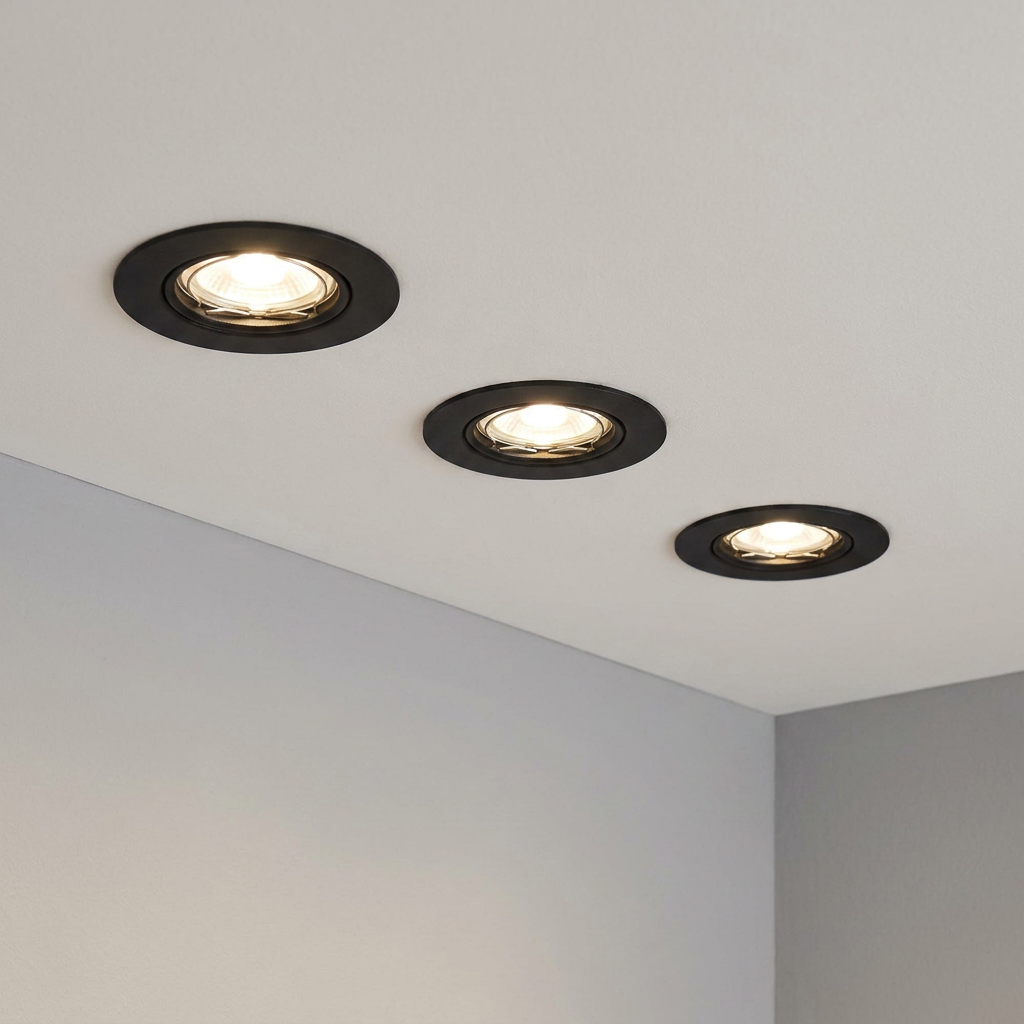 Eglo Peneto Set of 3 Black Recessed Spot Lights - 7.8cm by Eglo Lighting — suits kitchens, living rooms & bedrooms