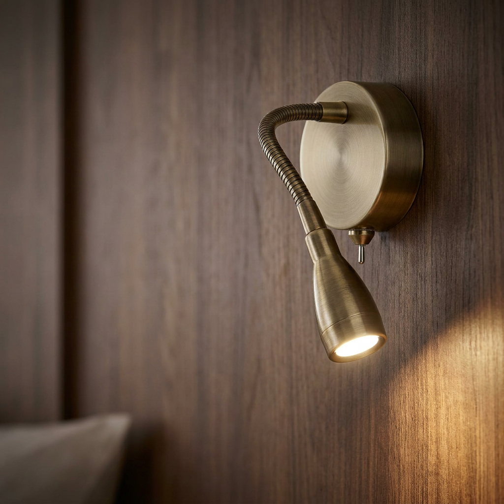 Flexi Wall LED Adjustable 0.5w Brass Reading Light - Switched
