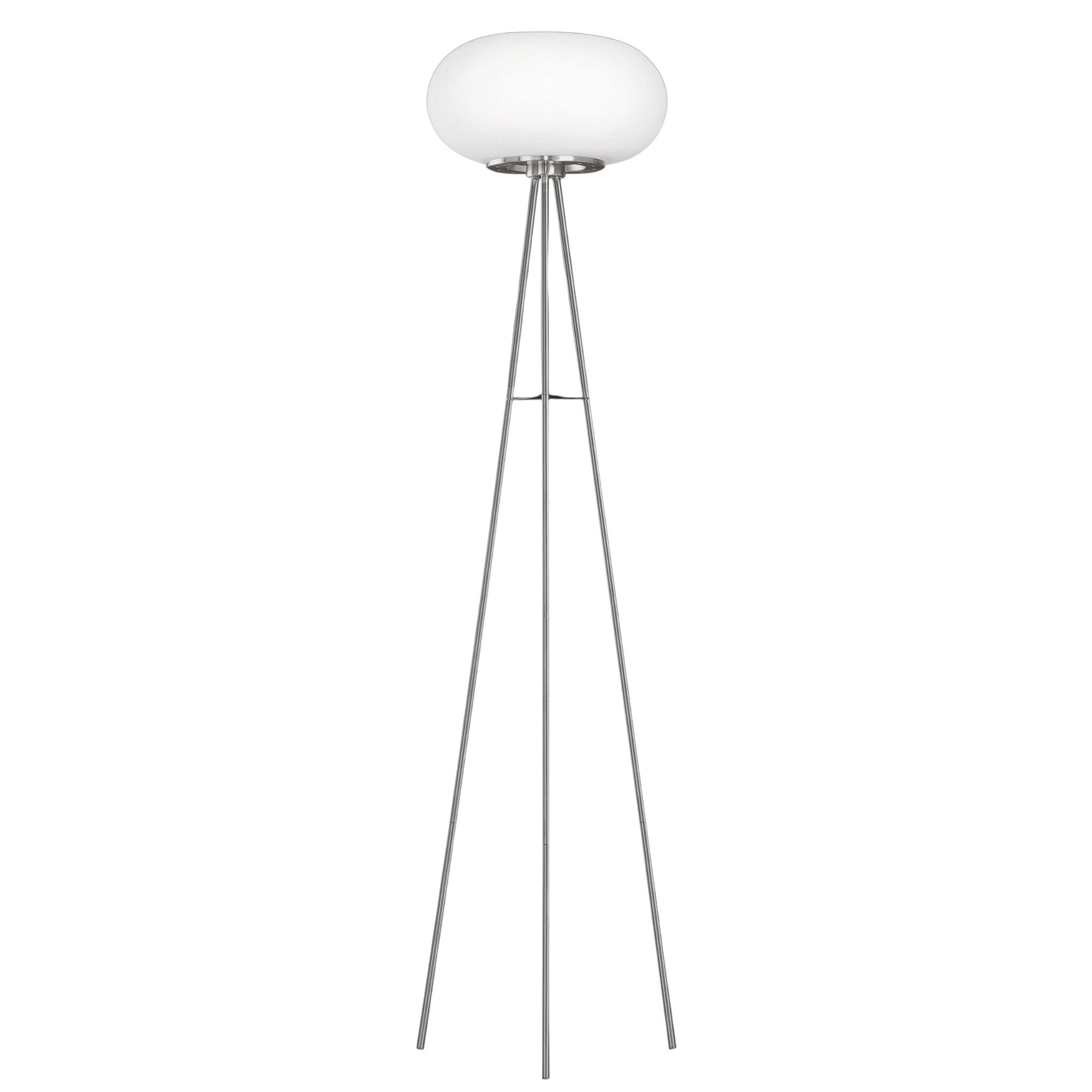 Eglo Optica Nickel Tripod Floor Lamp With Opal White Glass Shade
