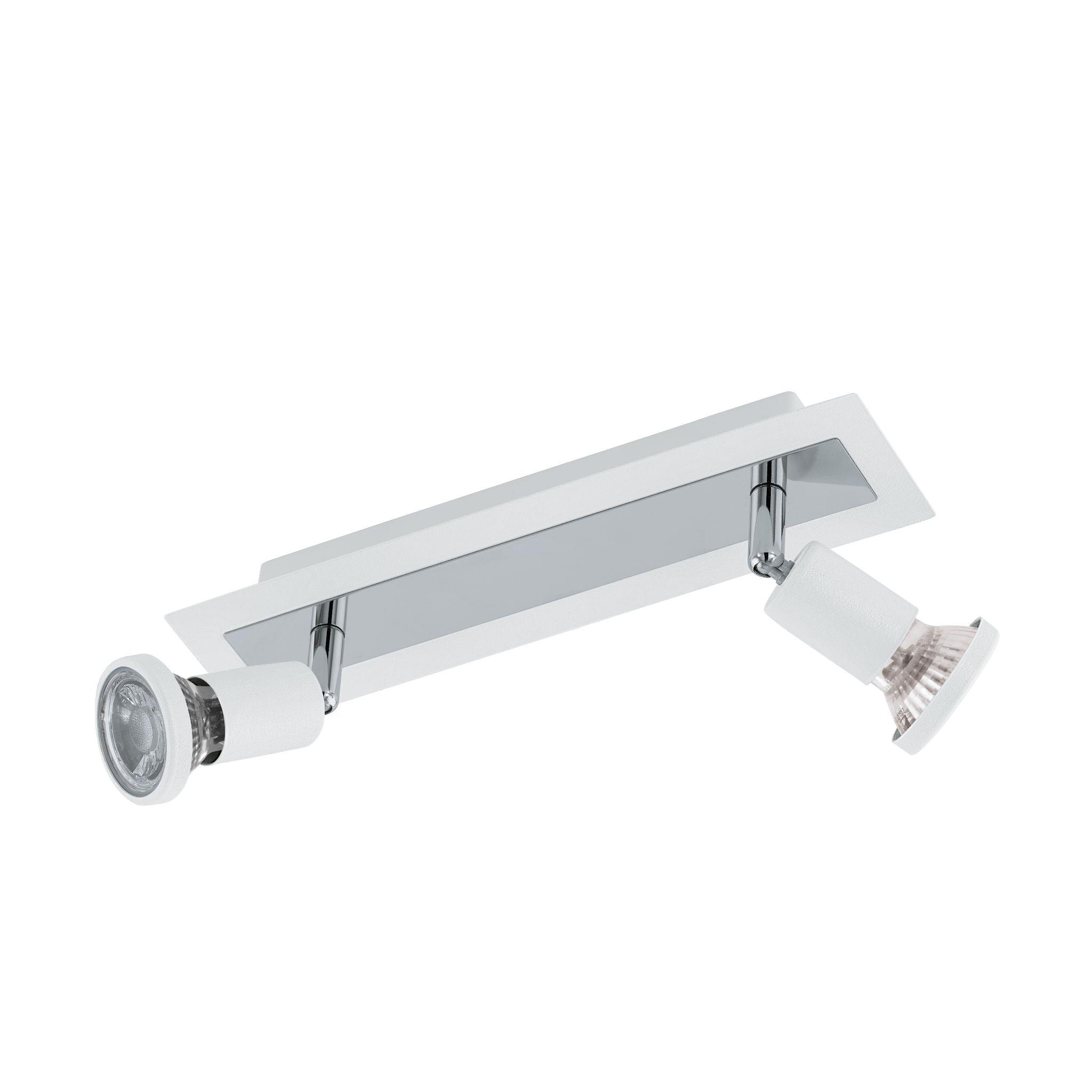eglo sarria white chrome 2 light bar spotlight living room image