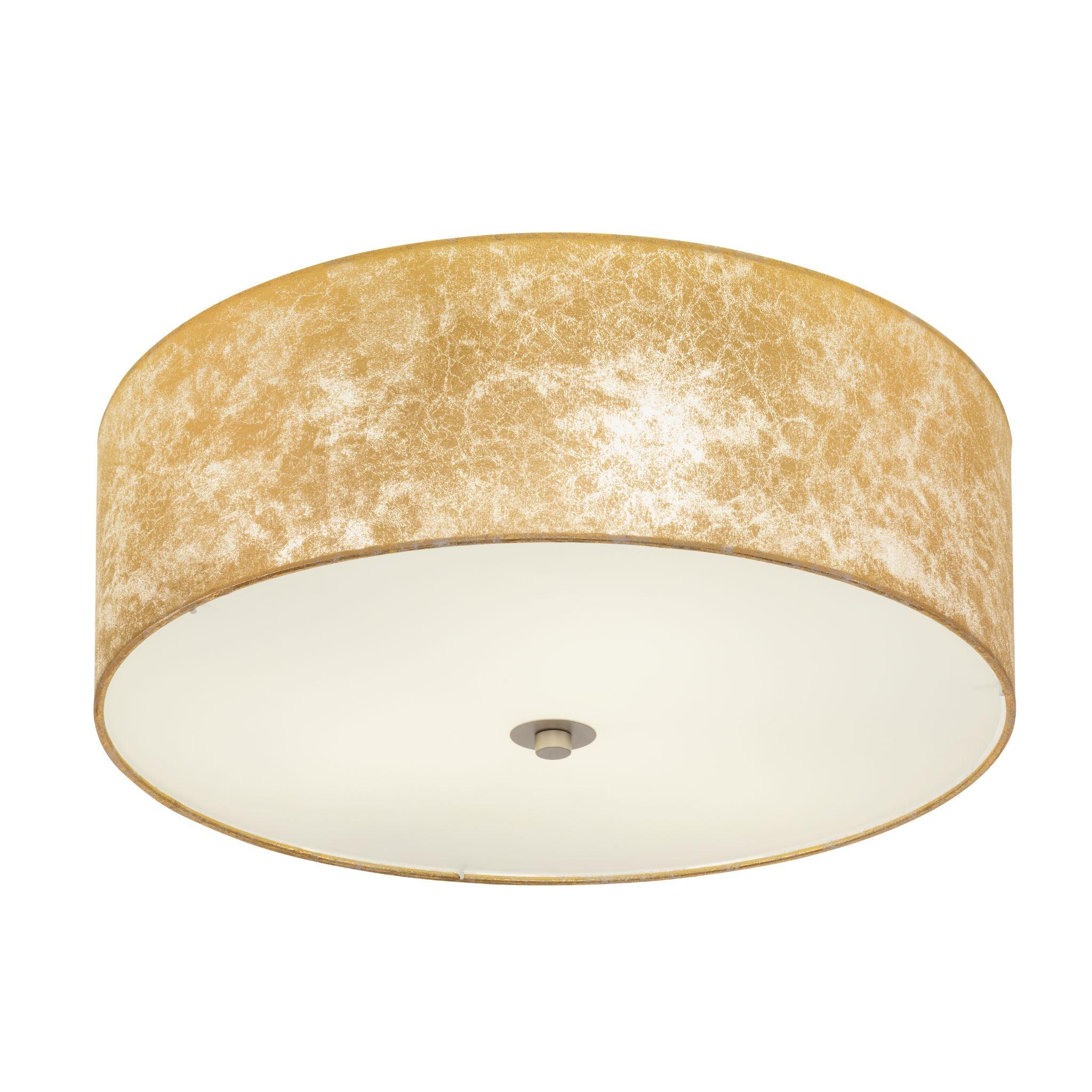 eglo viserbella gold leaf style flush round lampshade 47cm