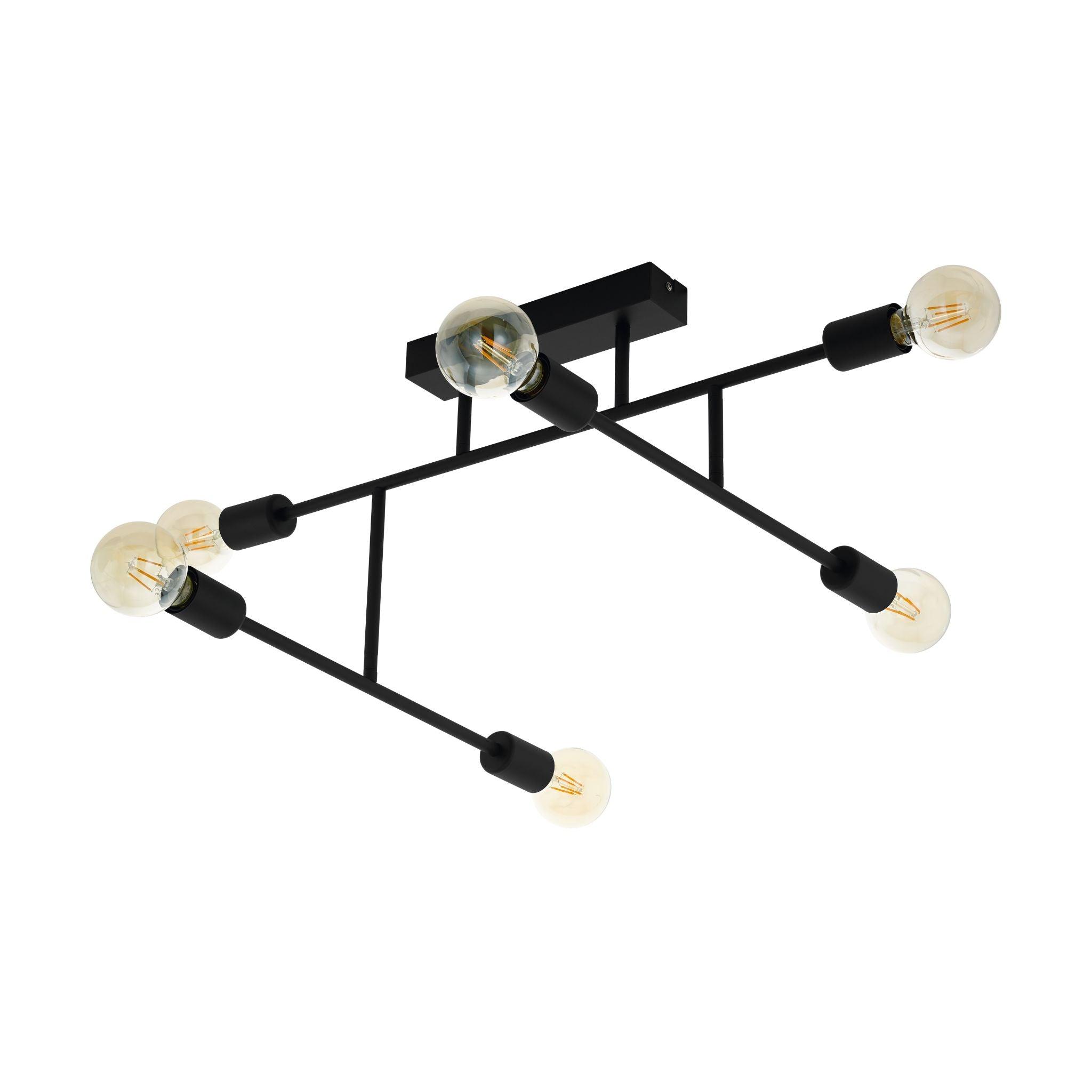 eglo belsiana 6 light adjustable black flush ceiling light