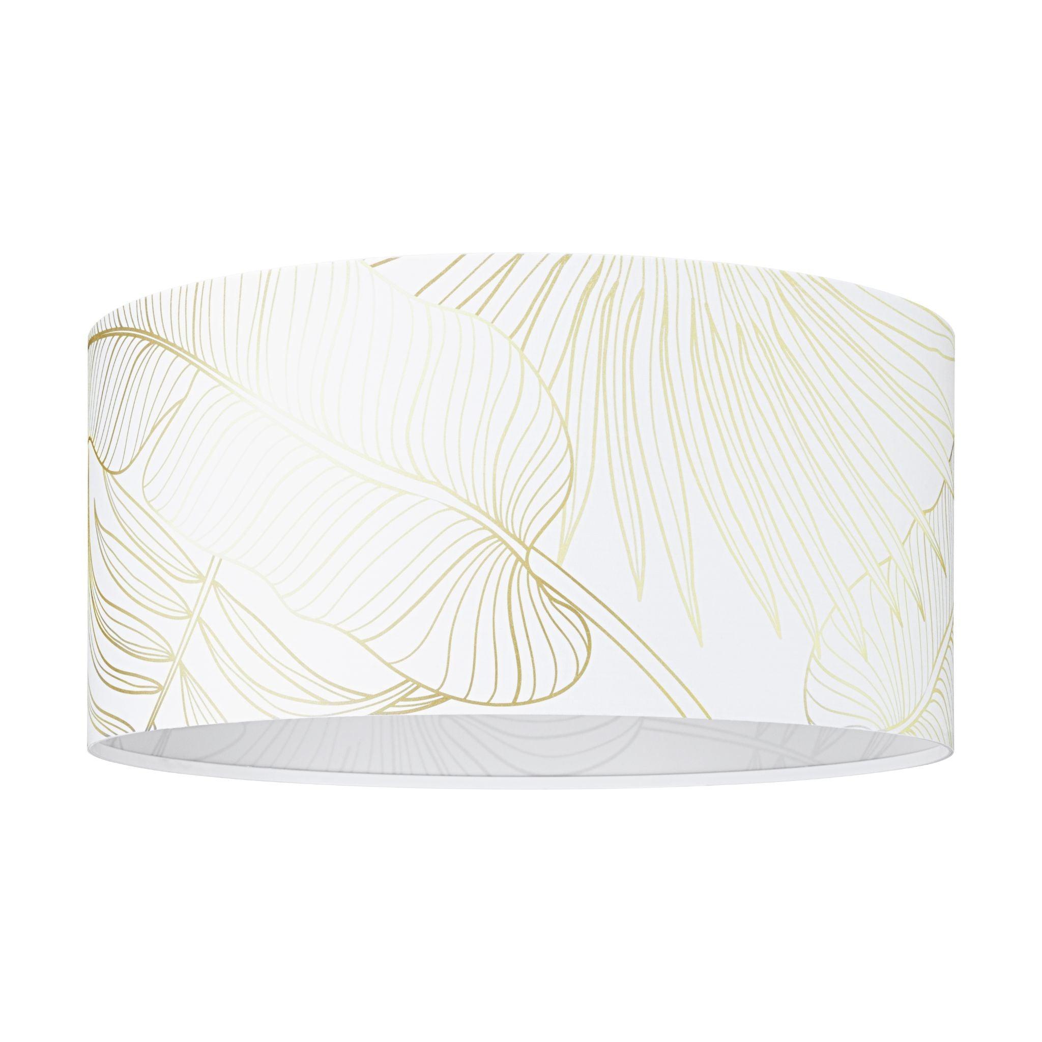 eglo bucamaranga white gold fabric flush ceiling lampshade living room close up