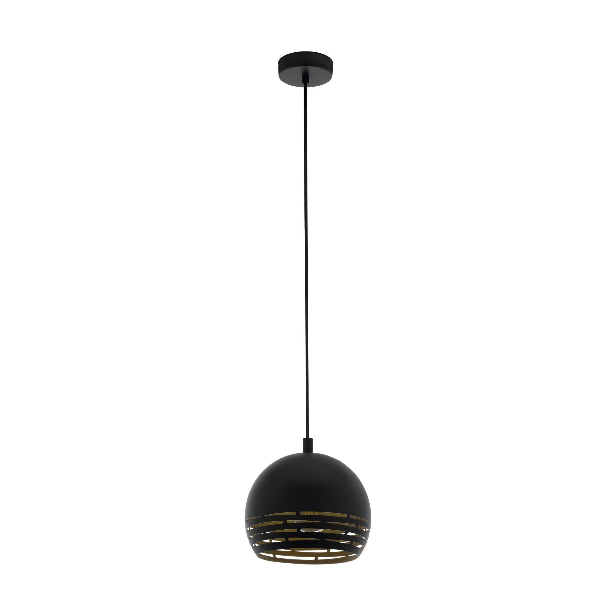 eglo camastra black gold round metal ceiling pendant living room close up