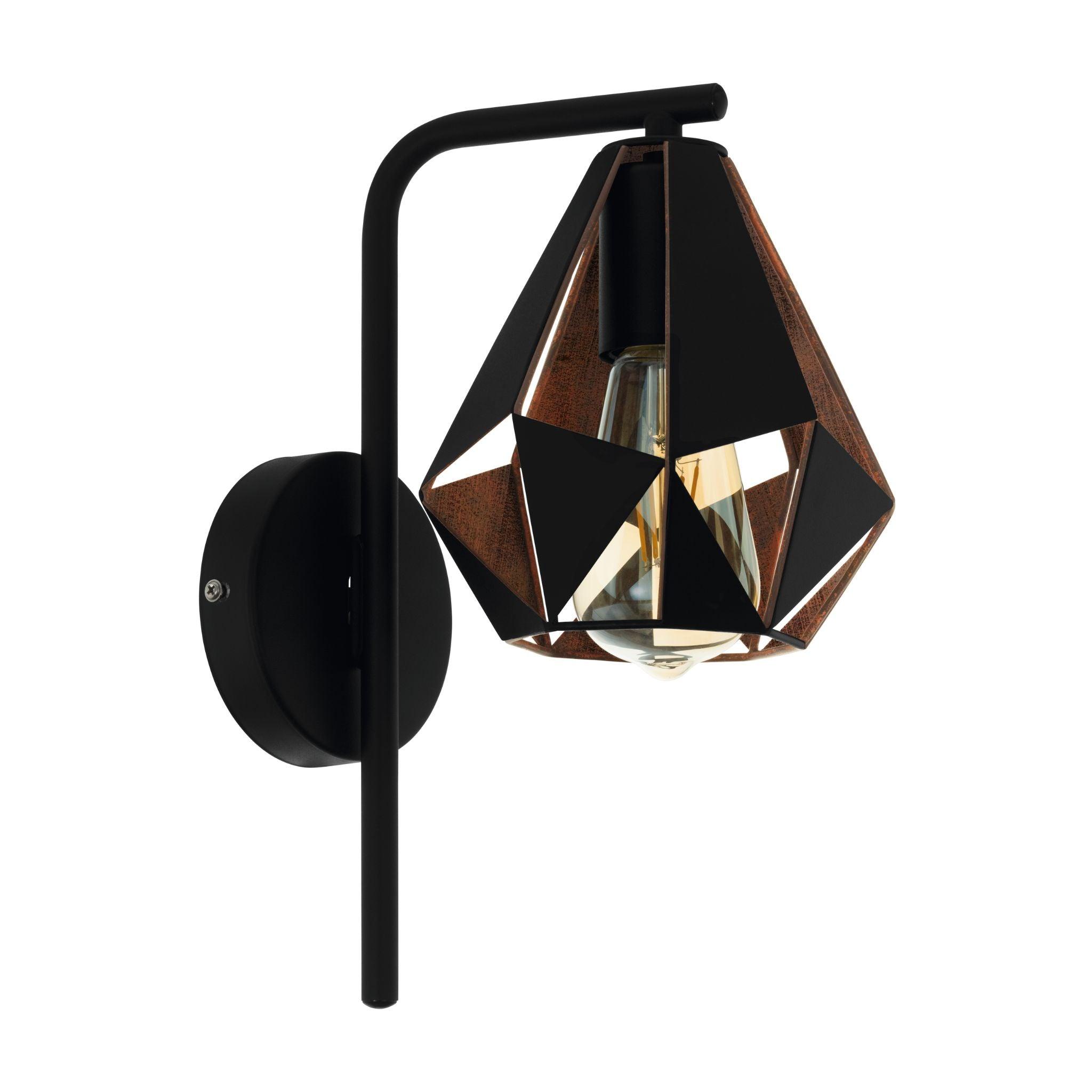 eglo carlton 4 black antique copper wall light living room image