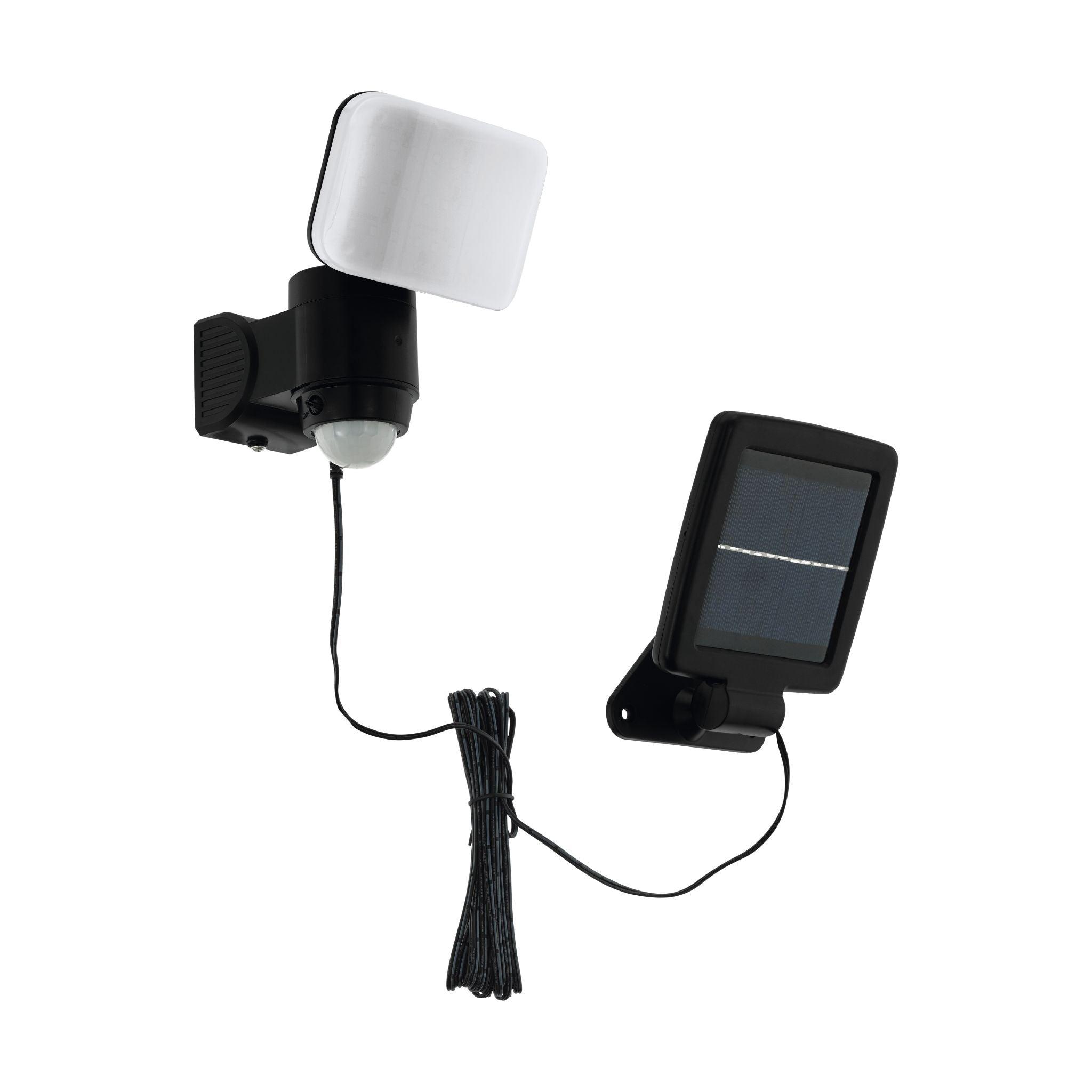 eglo casabas black pir solar led wall light ip44 living room image