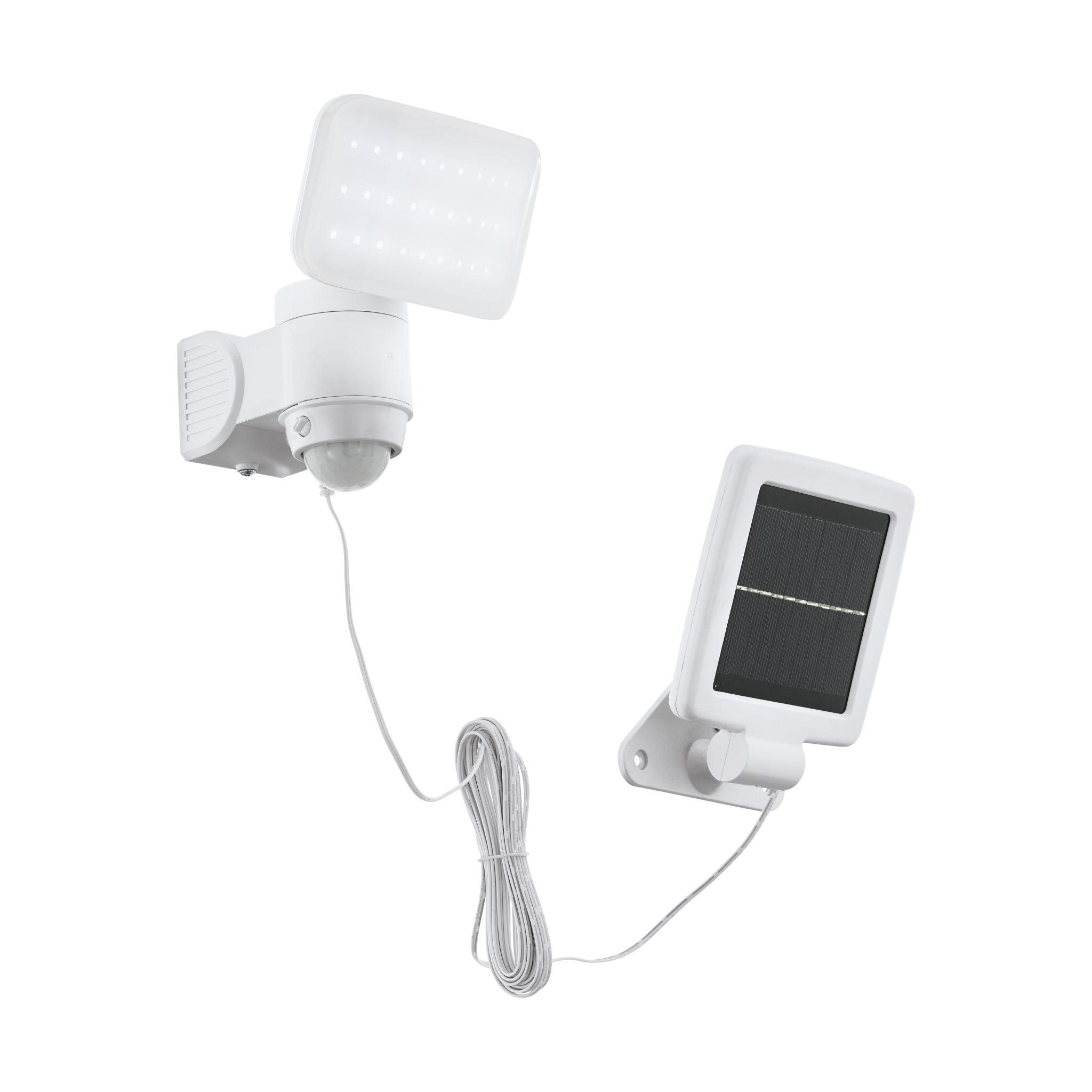 eglo casabas white pir solar led wall light ip44 living room image