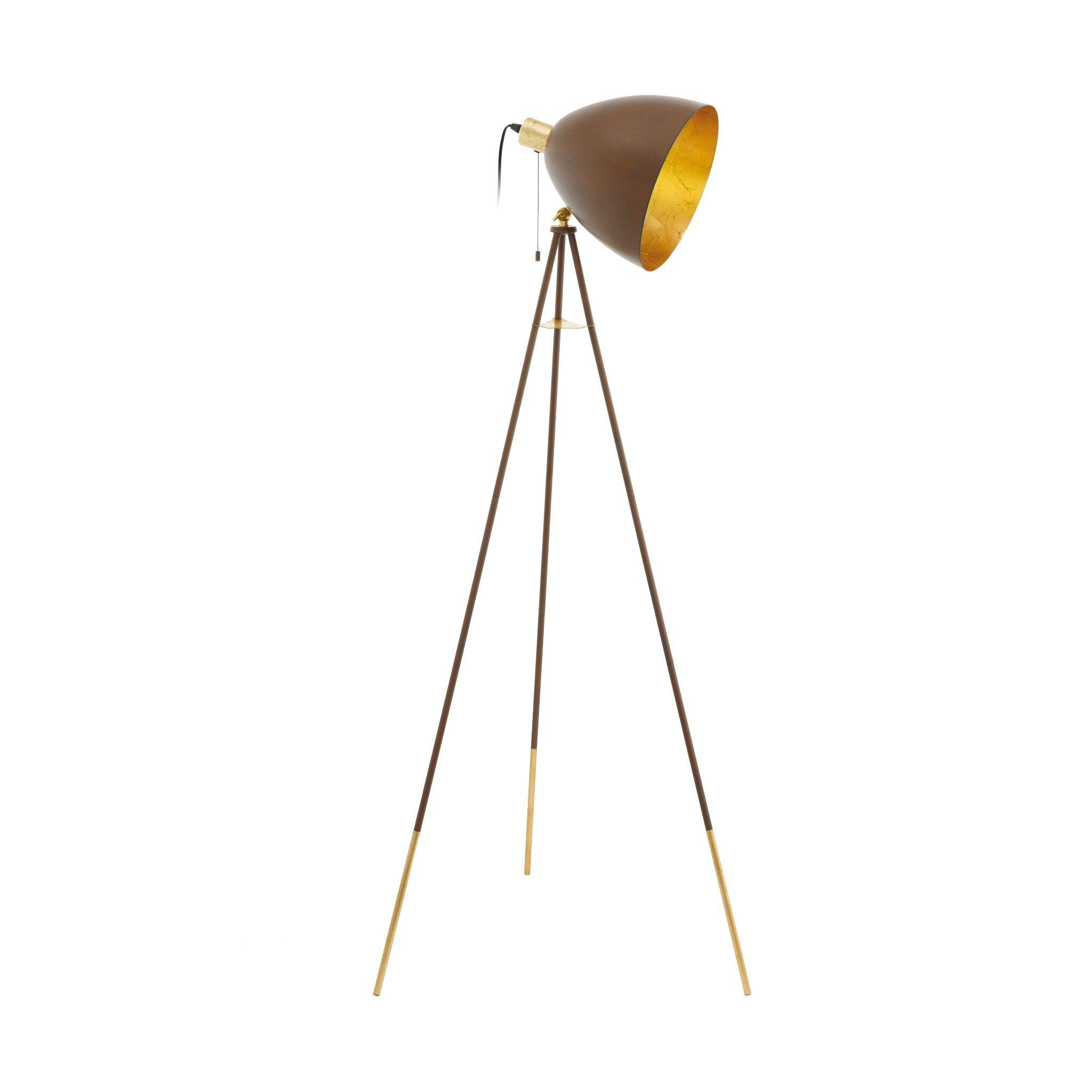 eglo chester 1 rust coloured gold tripod floor lamp living room image