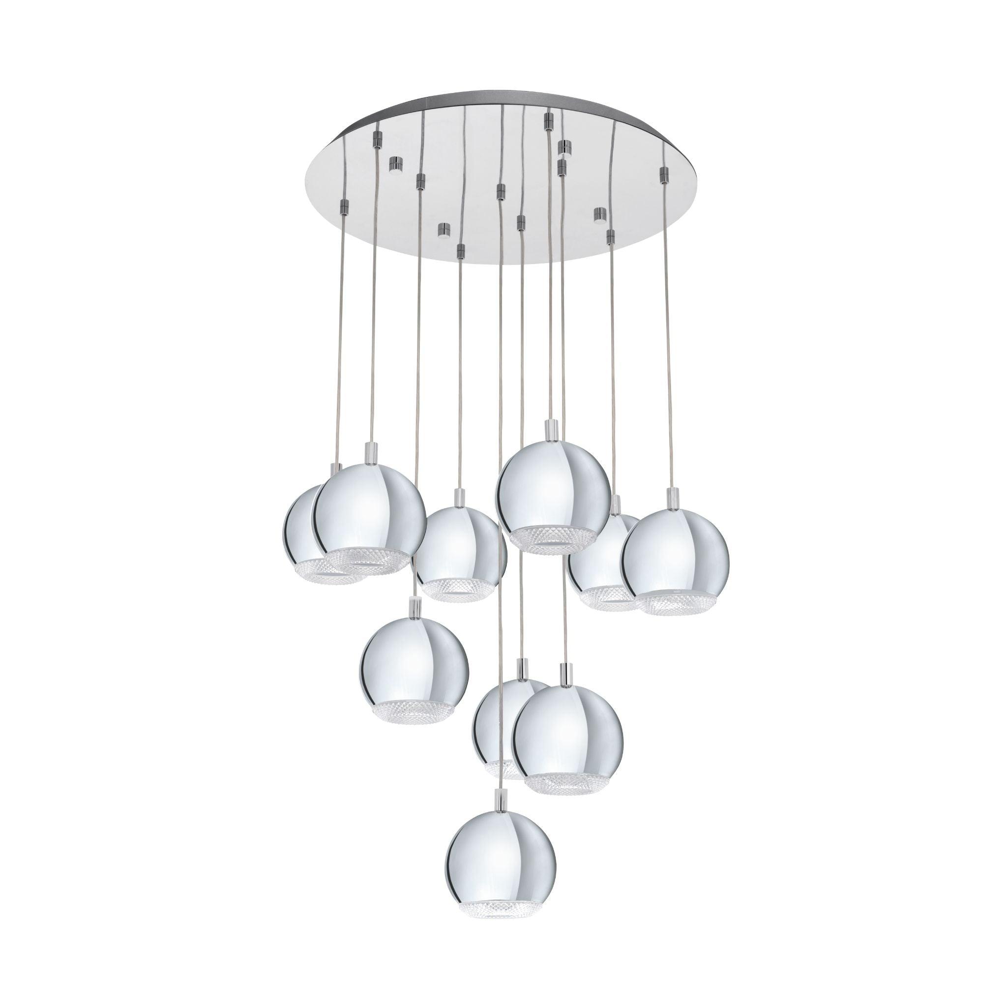 eglo conessa chrome crystal effect 10 light bar ceiling pendant living room image