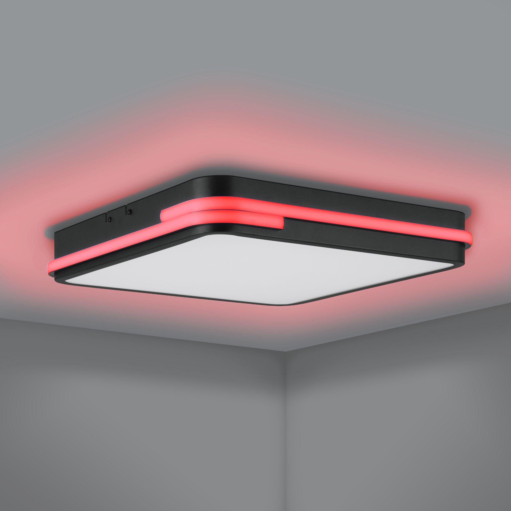 eglo connect genovese z smart led black square ceiling flush 47cm kitchen lighting 