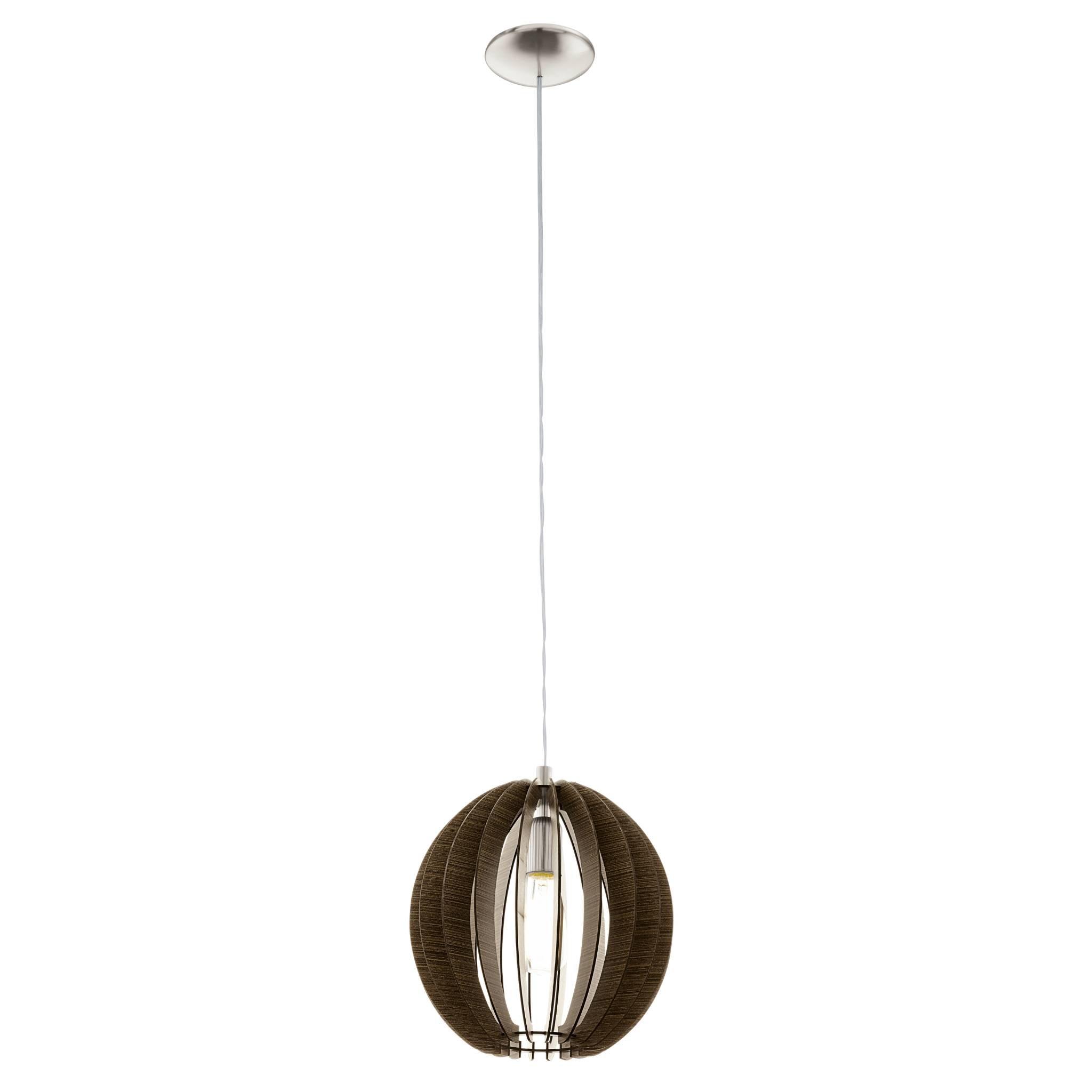 eglo cossano round dark wood slat ceiling pendant 30cm living room image